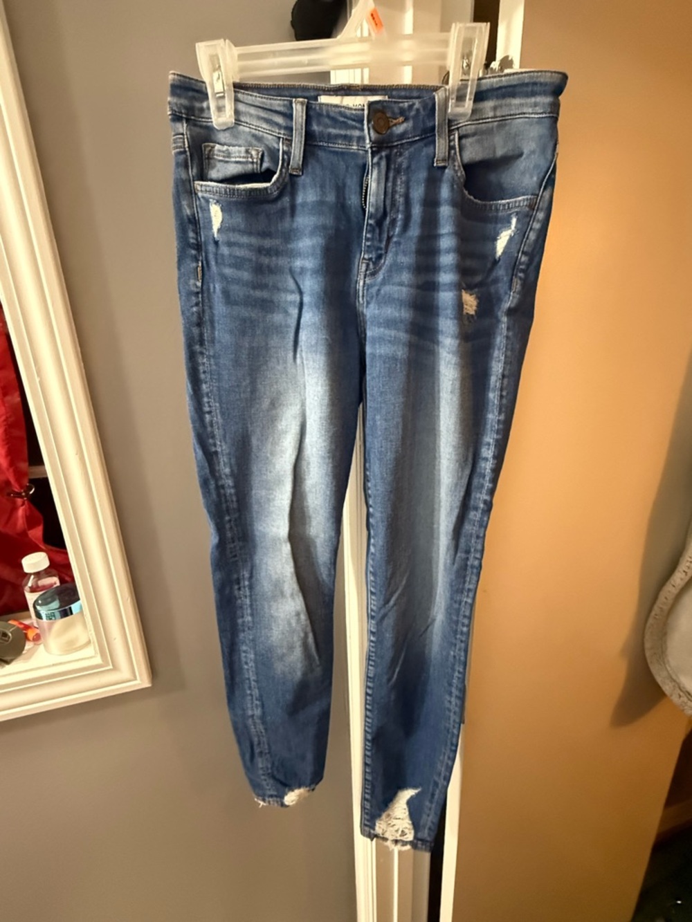 Flying Monkey Distressed Light-Mid Blue Skinny Jeans